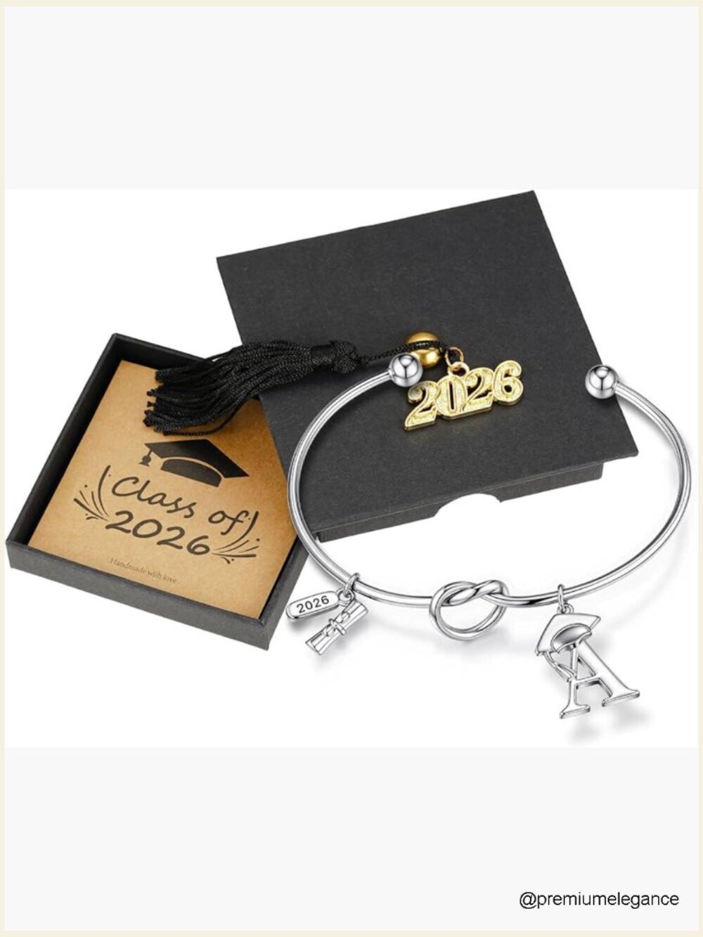 14K Gold Plated Initial Knot Cuff Bangle Bracelet Class of 2026 Graduation Gift